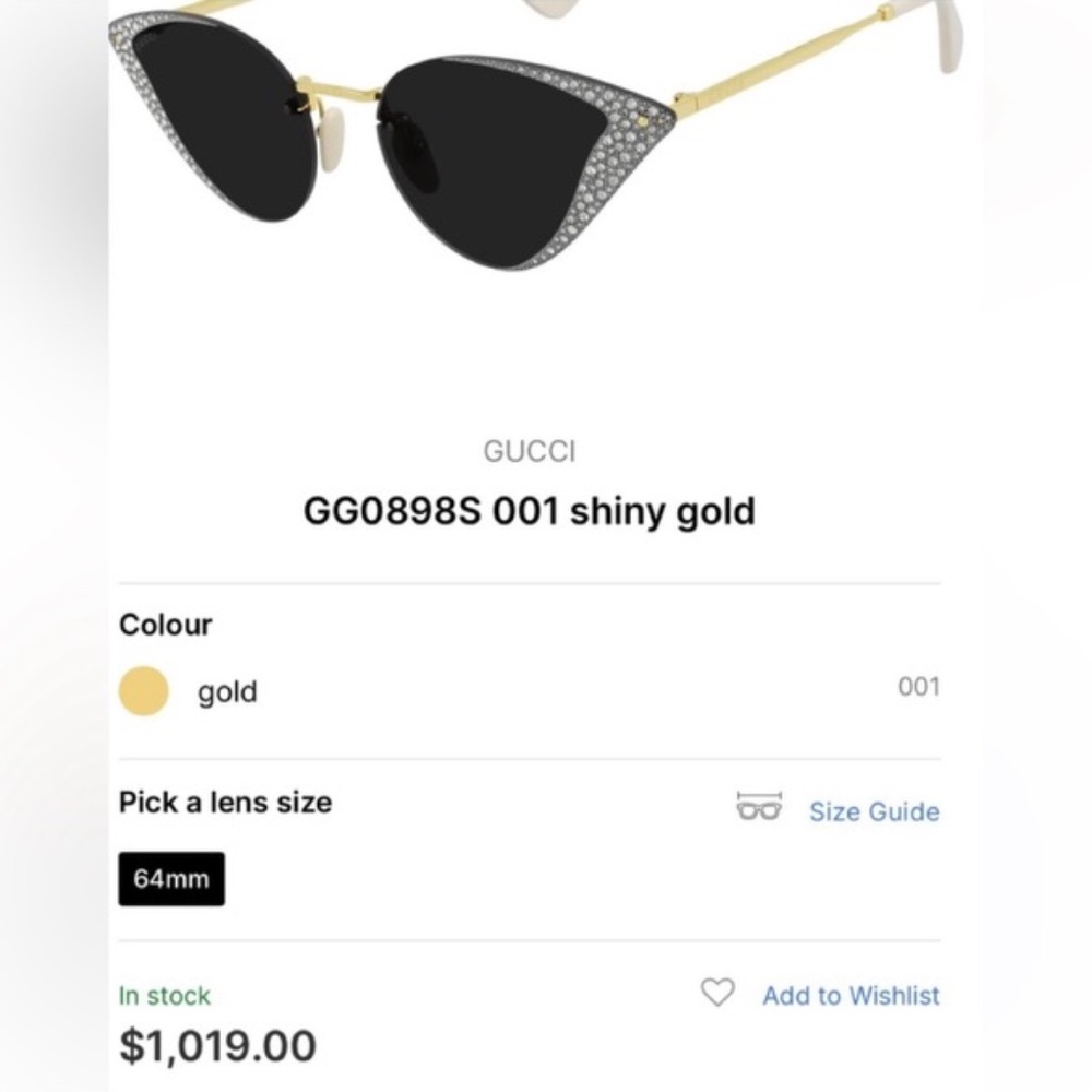 Gucci cat eyed women sunglasses. Very light weight
